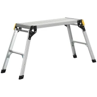 DURHAND Plataforma de Trabalho de Liga de Alumínio Plataforma de Trabalho Dobrável com Base Antiderrapante 128x41x60cm Prata(m-1)