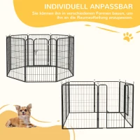 PawHut buitenverblijf box voor huisdieren puppy hek box hondenverblijf aanpasbare vorm met deur metaal 79 x 100 cm zwart(m-4)