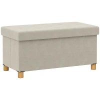 HOMCOM Banc de rangement bout de lit pliable volume 67 L capacité de charge 120 kg avec couvercle 76L x 38l x 38H cm crème(m-1)