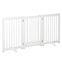 PawHut Cancellino per Cani Pieghevole a 3 Pannelli, Porta Centrale con Blocco, Struttura in MDF, 155x76cm Bianco(m-1)