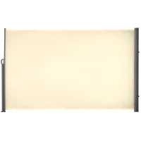 Outsunny Toldo Lateral Retráctil 300x180cm Pantalla Enrollable Mampara de Privacidad y Protección Solar para Balcón Terraza Crema(m-1)