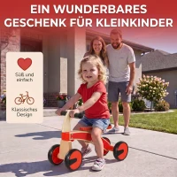 AIYAPLAY Kinder loopauto van hout met EVA-wielen en hoge rugleuning, voor 2-3 jaar, rood(m-7)
