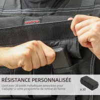 SPORTNOW Gilet lesté 20 kg ajustable veste de poids réglable pour homme et femme bande réfléchissante 50 x 40 cm noir(m-4)