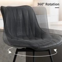 HOMCOM Set of 2 PU Leather Swivel Bar Stools - Black(m-5)