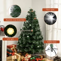 HOMCOM 4ft White Light Artificial Christmas Tree w/ 130 LEDs Star Topper Tri-Base Full Bodied Seasonal Decoration Pre-Lit Home(m-8)