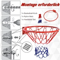 HOMCOM basketbalring met net, basketbalnet, stalen buis + nylon, rood + blauw + wit, ø45 cm net basketbalnet stalen buis + nylon rood + blauw + wit | Aosom.nl(m-4)
