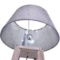 HOMCOM Staande lamp met schappen, Scandinavische schemerlamp, lamp, linnen, grenen hout, natuurlijk, grijs, 45 x 45 x 148 cm schappen vloerlamp lamp grenen naturel grijs | Aosom.de(m-8)
