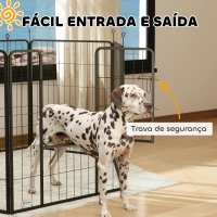 PawHut Parque para Cães com 6 Painéis de 100 cm de Altura com Porta para Interior e Exterior Preto(m-5)