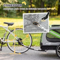 PawHut Reboque de Bicicleta para Cães 2 em 1 com Carrinho de Transporte, Refletores e Bandeira de Segurança, Verde(m-7)