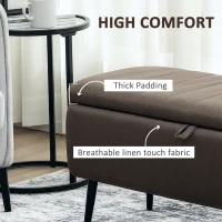 HOMCOM Linen-Look 92 x 31cm Storage Ottoman - Dark Brown(m-5)