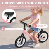 AIYAPLAY 11.2" Balance Bike for 2-5 Years, Toddler Bike with Lighting Wheels, Adjustable Seat & Handlebar, 360° Steering, Pink(m-5)