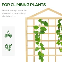 Outsunny Garden Planters with Trellis for Vine Climbing, Distressed Wooden Raised Beds, 90x43x150cm, Natural Tone(m-4)