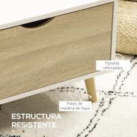 HOMCOM Mesa de Centro Rectangular Mesa con 2 Cajones y Compartimientos Abiertos Estilo Nórdico 106x58x39,5 cm Blanco(m-6)