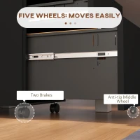 Vinsetto 3-Drawer Vertical Filing Cabinet with Pencil Tray, Lock and 5 Wheels, Steel Mobile File Cabinet, for A4, Legal and Letter Size, Pre-Assembled Body, Black(m-7)