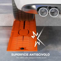 DURHAND Set 2 Rampe per Auto in Plastica con Carico Massimo 5 Tonnellate, 91x30x21 cm, Arancione(m-4)