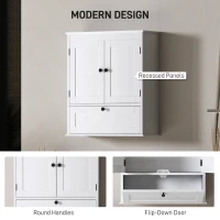 HOMCOM Bathroom Wall Cabinet with Adjustable Shelf and Recessed Doors, White(m-6)