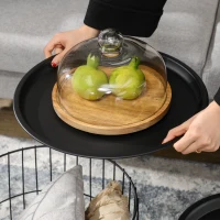 HOMCOM Set van 2 Skandi Design bijzettafels met opbergruimte, stapelbaar, zwart(m-8)