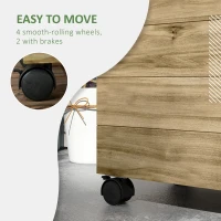 Outsunny Plantenbak met Traliewerk, 4 Wielen, Natuurlijk Hout, Weerbestendige Lak, 76 x 30 x 155 cm(m-8)