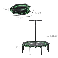 HOMCOM Fitnesstrampoline voor kinderen en volwassenen tuintrampoline groen + zwart(m-3)