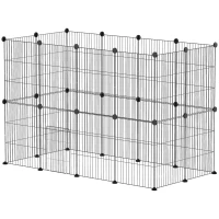 PawHut Recinto Metálico para Animais com 24 Painéis Recinto para Animais Pequenos Personalizável 120x60x80 cm Preto(m-11)