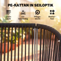 Outsunny Hollywoodschommel Rotan 2-persoons Tuinschommel met Verstelbaar Zonnedak en zachte kussens A-frame Donkergrijs(m-6)
