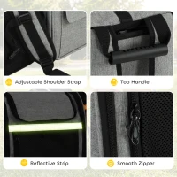PawHut Dog Carrier Backpack Expandable, Breathable Pet Carrier Bag for Small Puppy Cat with Reflective Strip for Travel Hiking(m-7)