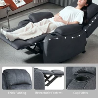 HOMCOM Microfibre Manual Reclining Armchair, with Footrest - Black(m-5)