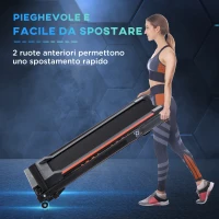 HOMCOM Tapis Roulant Elettrico Pieghevole Salvaspazio con Telecomando e Chiave di Sicurezza, 1-6 km/h, Potenza 0.5HP, 105x56x108.5cm(m-4)