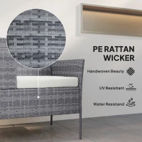 Outsunny Two-Seat Rattan Chair, with Middle Table - Grey(m-5)