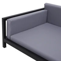 PawHut Deluxe PU Pet Sofa Couch Soft Dog Puppy Cat Sleep Bed Metal Frame Grey 64L x 52W x 27.5H cm(m-9)