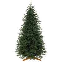 HOMCOM 7ft Artificial Christmas Tree Full Hinged Xmas Tree Solid Pine Wood Stand, Green(m-14)