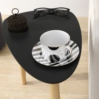 HOMCOM Conjunto de 2 Mesas Auxiliares com Pés de Madeira Mesas de Café 59,5x39,5x45 cm e 44,5x28,5x40 cm  Preto(m-8)