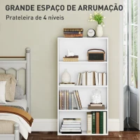 HOMCOM Estante de 4 Níveis Estante para Livros com 2 Prateleiras Ajustáveis para Sala de Estar Escritório Quarto 60x24x115,5 cm Branco(m-4)