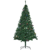 HOMCOM Árvore de Natal Artificial 210cm Ignífugo com 1036 Ramos 53 Decorações Folhas de PVC e Suporte Metálico Verde(m-12)