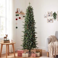 HOMCOM Slim Gracious Pine Xmas Tree, 6ft/180cm Artificial Christmas Tree with 688 Branch Tips, Foldable Steel Stand, Green(m-8)