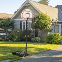 HOMCOM Panier de Basket-Ball sur pied avec poteau panneau, base de lestage sur roulettes hauteur réglable 1,9 - 2,5 m noir blanc(m-10)