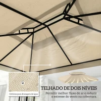 Outsunny Teto de Reposição 4x3 m com Teto Duplo Orifícios de Drenagem e Proteção UV Apenas Teto NÃO Inclui Estrutura Creme(m-4)