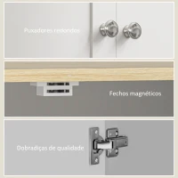 HOMCOM Armário de Cozinha Armário Alto de Cozinha Móvel Auxiliar de Cozinha com 4 Portas e Prateleiras Ajustáveis 60x30x183 cm Branco(m-9)