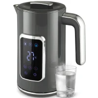 HOMCOM Electric Kettle, 1.7L Fast Boil 3000W Water Kettle with LED Display, Adjustable Temperature, Keep Warm Function, Grey(m-15)