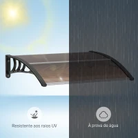 Outsunny Marquise de Proteção 75x100 cm para Portas e Janelas contra Sol e Chuva com Suporte de Liga de Alumínio Marrom e Preto(m-6)