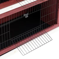 PawHut Rabbit Hutch Outdoor 2-Tier Guinea Pig Cage Bunny House Cage with No-Leak Trays for Indoor and Outdoor 136 x 50 x 93cm(m-9)