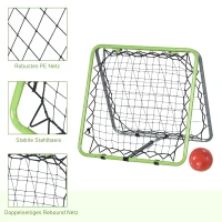 HOMCOM Fußball Rebounder Kickback Tor Rückprallwand Netz für Baseball Basketball beidseitiger Rückprall Verstellbar in 5 Stufen Metall Grün+Schwarz 75 x 75 x 64 cm(m-6)