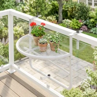 Outsunny Tavolino da Ringhiera Pieghevole con 3 Altezze Regolabili in Metallo, 60x47x50cm, Bianco(m-10)