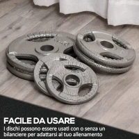 HOMCOM Set di 6 Dischi Pesi per Bilanciere e Manubri 2.5-35KG, Dischi palestra in Acciaio con Foro 50 cm, Ideali per Bilancieri Olimpionici, Argento(m-6)