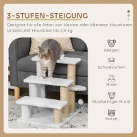 PawHut Luxe Huisdiertrap met Speelbal en Krabfunctie, Wit(m-4)
