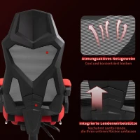 Vinsetto Ergonomische kantoorstoel gamestoel draaistoel met voetsteunen polyester zwart(m-5)