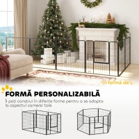PawHut Țarc pentru câini cu 6 panouri modulabile, pliabil, cu ușă din oțel, înălțime 80 cm, gri închis(m-4)