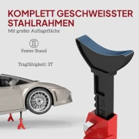 HOMCOM Steunblokken 3 ton belastbaarheid 2 stuks steunblokken incl. veiligheidsstift 10-traps hoogte-verstelbaar Rood(m-6)