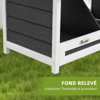 PawHut Pondoir nichoir pour poules 3 emplacements avec toit asphalte structure en bois 95 x 37 x 34 cm gris noir(m-7)