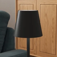 HOMCOM Lámpara de Mesita de Noche Inalámbrica con Luces LED Lámpara de Mesa USB-C Recargable 3 Colores Ø11,2x36,5 cm Negro(m-8)